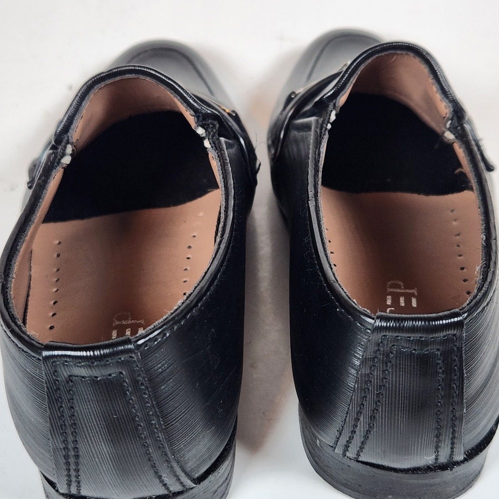 1ST STEP Playboy‎ Handmade Oxford Slip-On Loafer Shoes Boys 10 Black Silver Logo - Picture 6 of 8